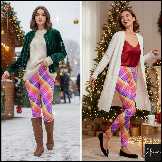 Leggings Diagonal Neon Plaid Stripe Gradient (Subido por el creador)