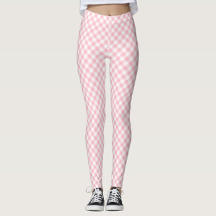 Leggings Diagonal pequeña rosa y blanca de tamaño Gingham C
