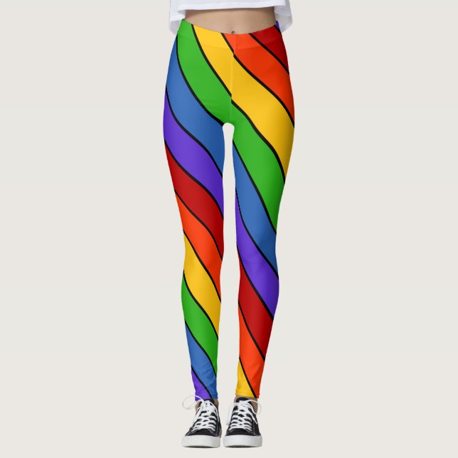 Leggings Diagonal rayada en arco iris (Anverso)