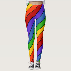 Leggings Diagonal rayada en arco iris