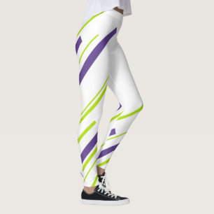Leggings Diagonales en verde limón y púrpura