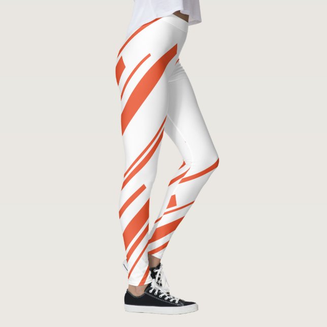 Leggings Diagonarios en Naranja y blanco (Derecha)