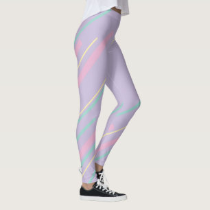 Leggings Diagonarios - Rosa Pastel, Amarillo, Púrpura y Ver
