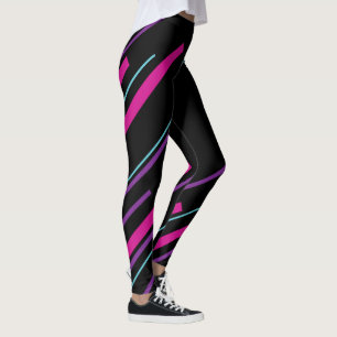 Leggings Diagonarios - rosa, púrpura, azul y negro