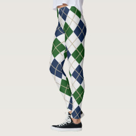 Leggings Diamante de moda del verde azul del Harlequin de