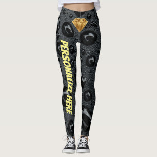 Leggings Diamante dorado en diseñador único Personalizado n