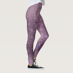 Leggings Diamante metálico del oro púrpura del ciruelo