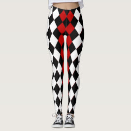 Leggings Diamante rojo, negro y blanco llamativo