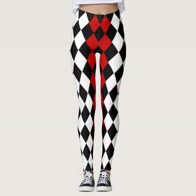 Leggings Diamante rojo, negro y blanco llamativo (Anverso)