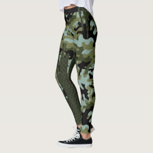 Leggings Diamantes azules de la rejilla del lago Camo del