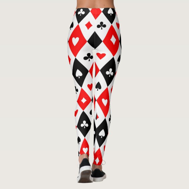 Leggings Diamantes Corazones Spades Clubs Jugando Patrón De (Reverso)