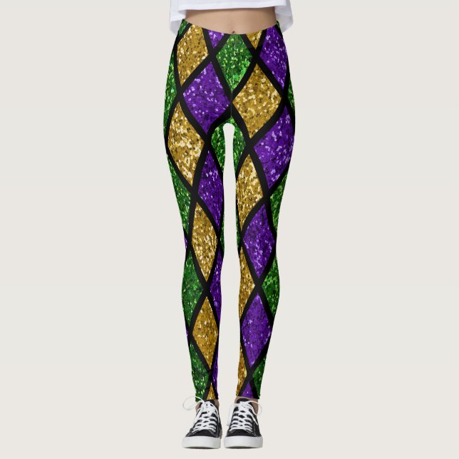 Leggings Diamantes de las baldosas, fondo festivo (Anverso)
