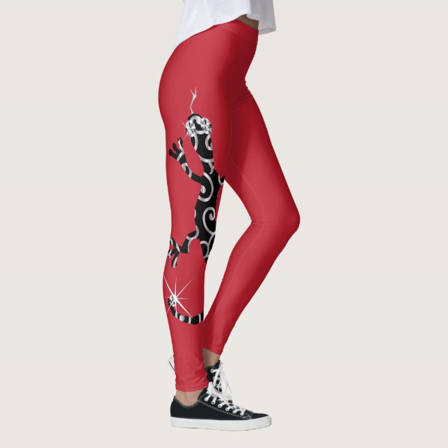 Leggings Diamond Gecko Lizard + antecedentes personalizado (Derecha)