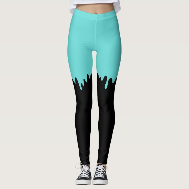 Leggings Diapositiva de goteo verde azulada (Anverso)