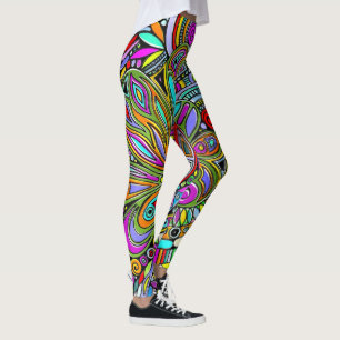 Leggings Dibujando Arte de Fantasía - Flores Abstractas 1