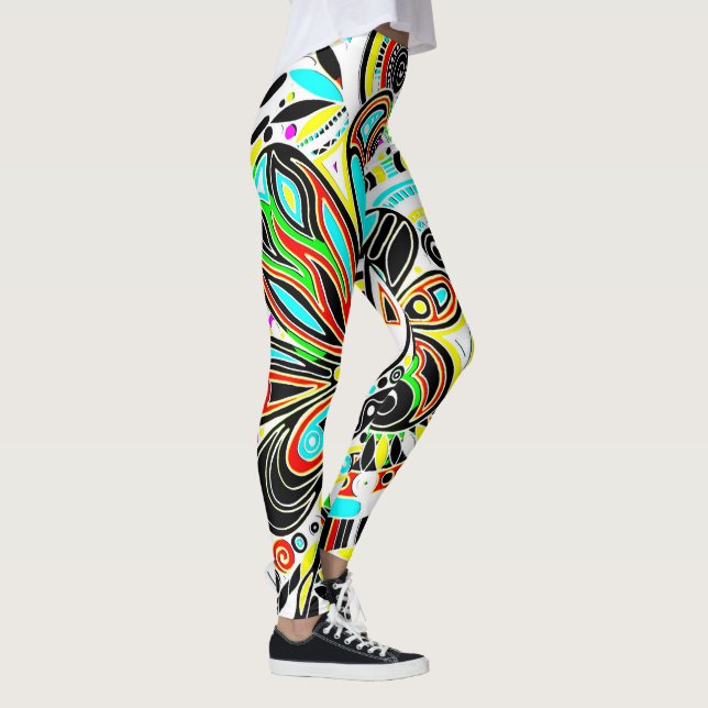 Leggings Dibujando Arte de Fantasía - Flores Abstractas 3 (Derecha)