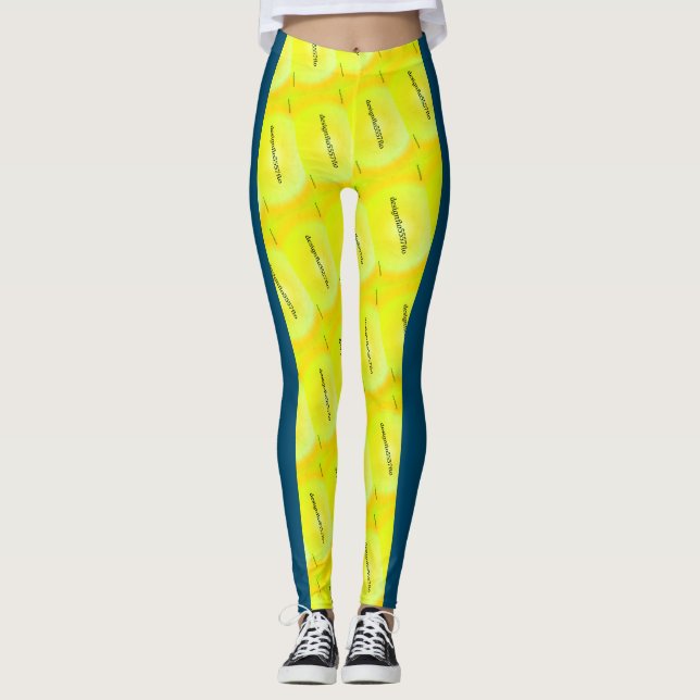 Leggings Dibujo abstracto MODERNO en - amarillo azul (Anverso)