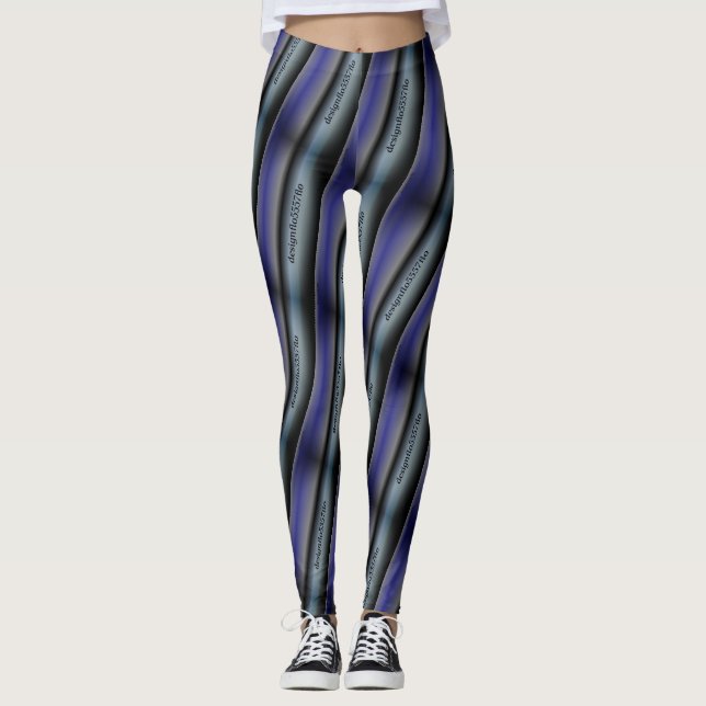 Leggings Dibujo abstracto MODERNO en azul-gris-negro (Anverso)