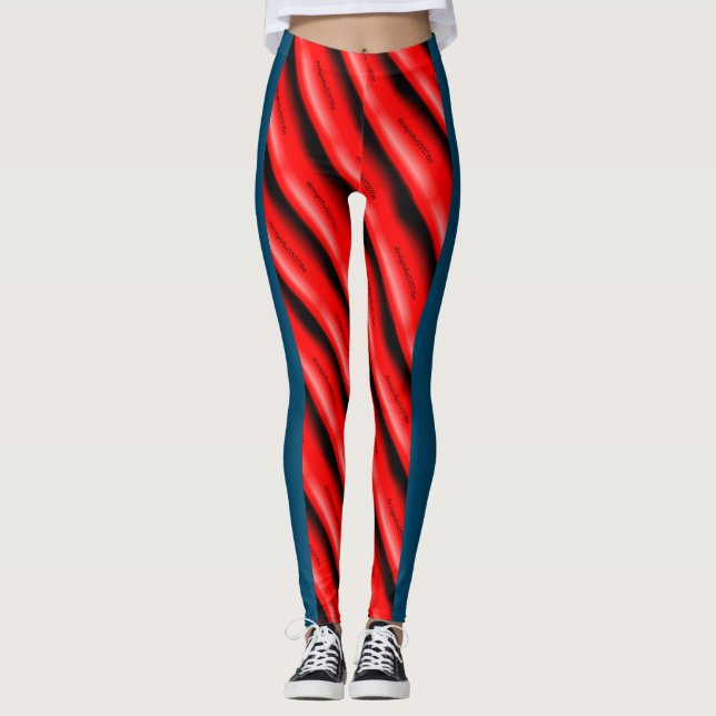 Leggings Dibujo abstracto MODERNO en azul rojo negro (Anverso)