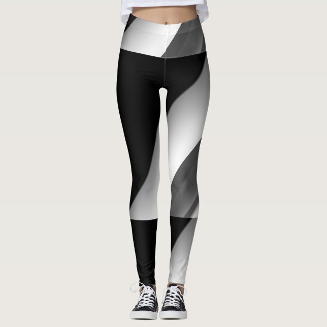 Leggings Dibujo abstracto MODERNO en blanco-negro-gris (Anverso)