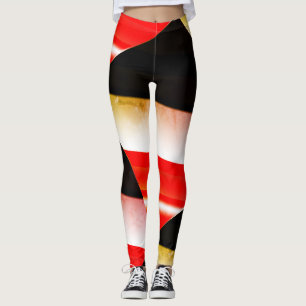 Leggings Dibujo abstracto MODERNO en blanco-negro-rojo-amar