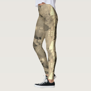 Leggings Dibujo abstracto MODERNO en color marrón claro-neg