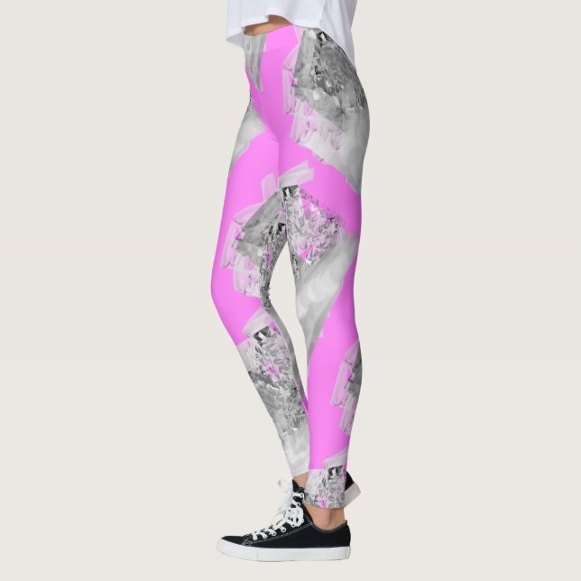Leggings Dibujo abstracto MODERNO en gris rosa claro (Izquierda)