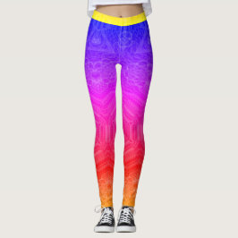 Leggings Dibujo abstracto MODERNO en mosaico amarillo-rosa-