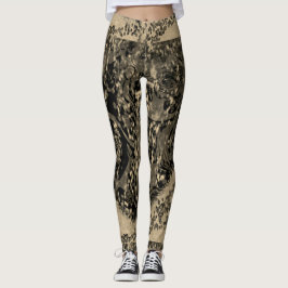 Leggings Dibujo abstracto MODERNO en mosaico-oro-negro