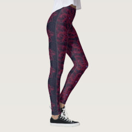 Leggings Dibujo abstracto MODERNO en mosaico rojo-negro