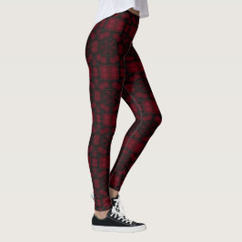 Leggings Dibujo abstracto MODERNO en mosaico rojo-negro