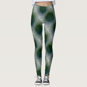 Leggings Dibujo abstracto MODERNO en mosaico verde-blanco p