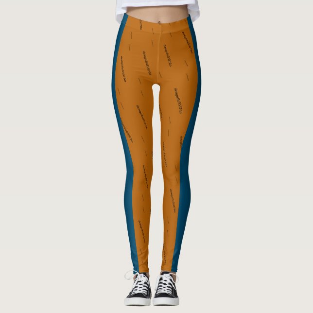 Leggings Dibujo abstracto MODERNO en - naranja negro azul (Anverso)