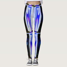 Leggings Dibujo abstracto MODERNO en-negro-azul-mosaico Leg