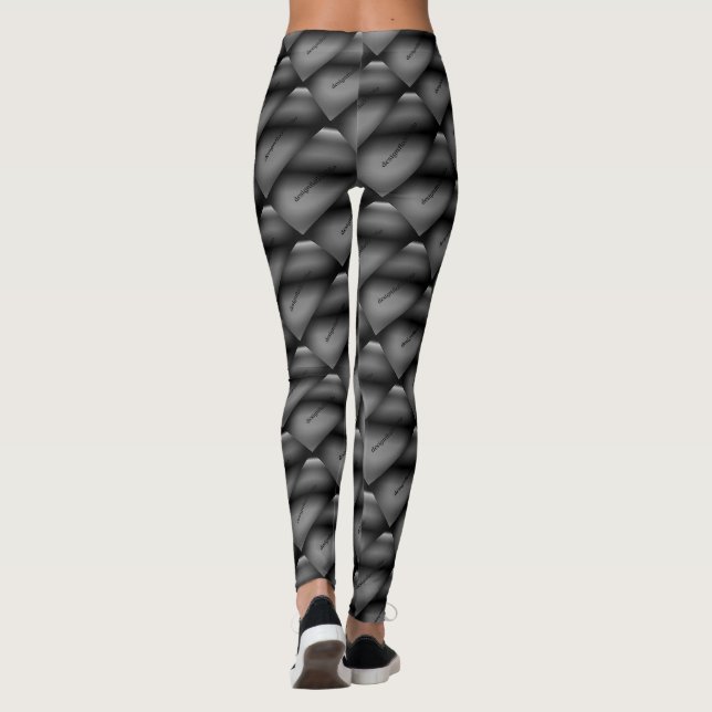 Leggings Dibujo abstracto MODERNO en - negro gris claro Leg (Reverso)