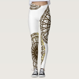 Leggings Dibujo abstracto MODERNO en oro blanco-negro
