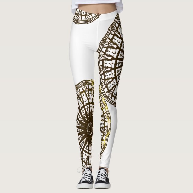 Leggings Dibujo abstracto MODERNO en oro blanco-negro (Anverso)