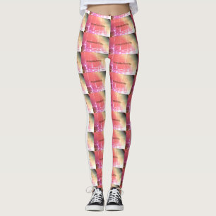Leggings Dibujo abstracto MODERNO en rojo luz blanca