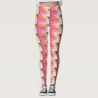 Leggings Dibujo abstracto MODERNO en rojo luz blanca