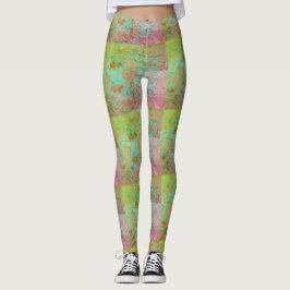 Leggings Dibujo abstracto MODERNO en rosa-verde claro