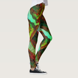 Leggings Dibujo abstracto MODERNO en verde-azul-rojo- Leyen