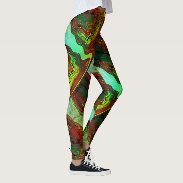 Leggings Dibujo abstracto MODERNO en verde-azul-rojo- Leyen (Derecha)