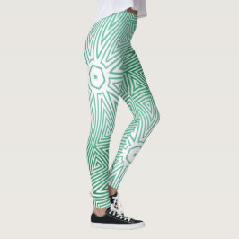 Leggings dibujo abstracto MODERNO-mosaico-blanco-verde