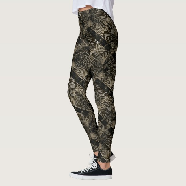 Leggings dibujo abstracto MODERNO-mosaico-negro-oro (Izquierda)