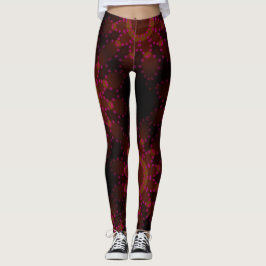 Leggings dibujo abstracto MODERNO-mosaico-negro-rojo-marrón
