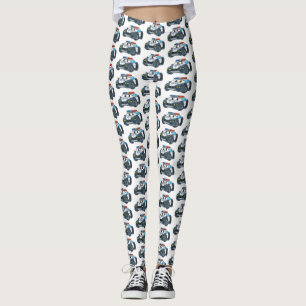 Leggings Dibujo animado de coche de policía feliz y lindo