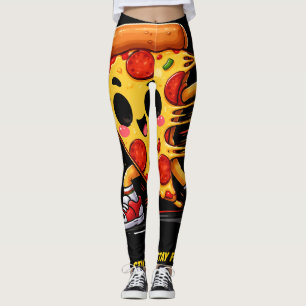 Leggings Dibujo animado divertido de una mascota de pizza l