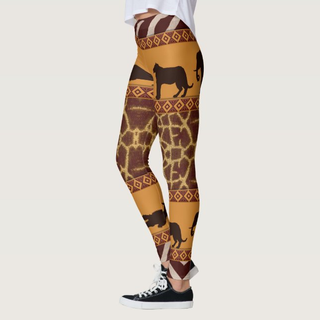 Leggings Dibujo animal del moderno patrón de jirafa tribal  (Izquierda)