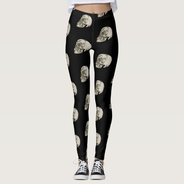 Leggings Dibujo clásico de calavera (Anverso)