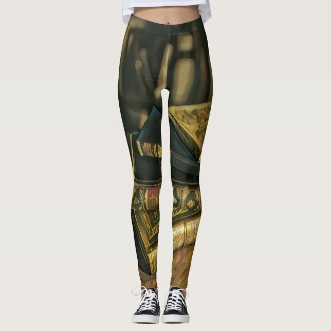 Leggings Dibujo de amante de libros (Anverso)